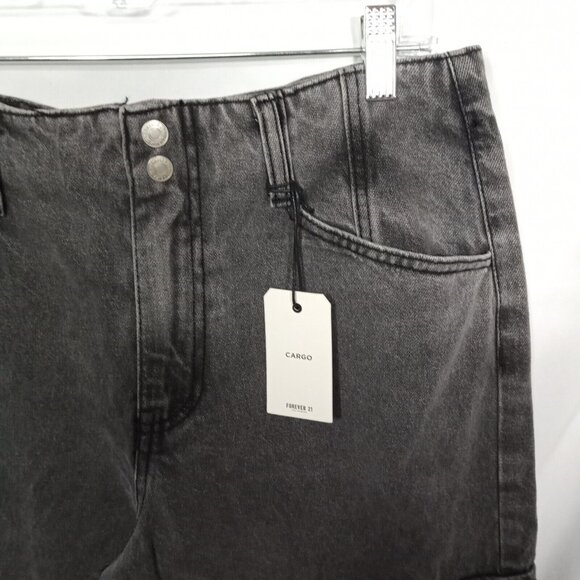 Forever 21 Womens Cargo Jeans Size 30 Gray Straight Leg Relaxed Fit Denim Bottom - Picture 9 of 9